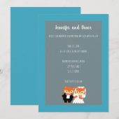 Fox bruid bruidegom Schattige Blauwgroen grijs per Kaart (Voorkant / Achterkant)