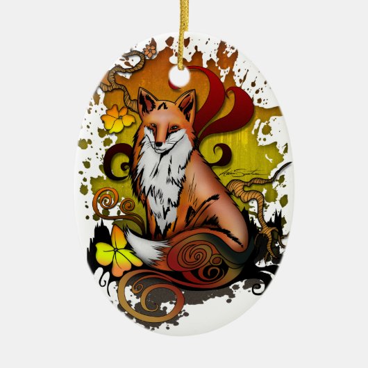 Fox buitenshuis keramisch ornament (Voorkant)