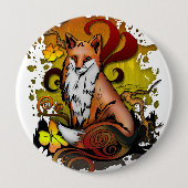 Fox buitenshuis ronde button 4,0 cm (Voorkant)