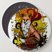 Fox buitenshuis ronde button 6,0 cm (Voorkant /achterkant)