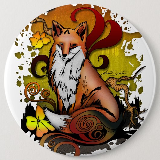 Fox buitenshuis ronde button 6,0 cm (Voorkant)