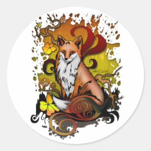Fox buitenshuis ronde sticker