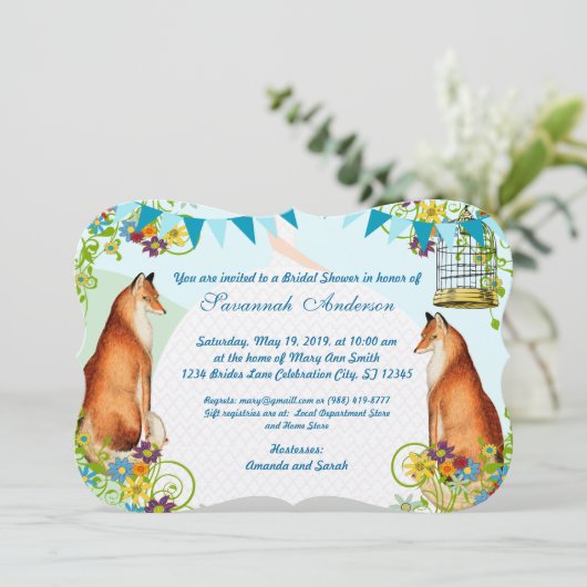  Fox Bunting Garden Vrijgezellenfeest nodigt uit Kaart (Staand voorkant)