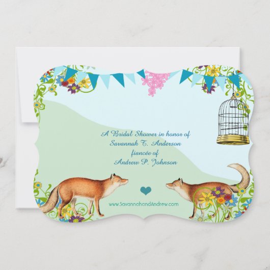  Fox Bunting Garden Vrijgezellenfeest nodigt uit Kaart (Achterkant)