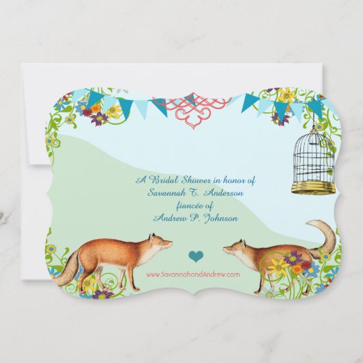  Fox Bunting Garden Vrijgezellenfeest nodigt uit Kaart (Achterkant)
