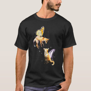 Fox Butterfly Geometric Fox Vrouw Foxes Wilde Anim T-shirt