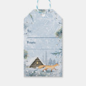 Fox Cabin Winter Wonderland Sneeuw Kerstmis Cadeaulabel (Voorkant)