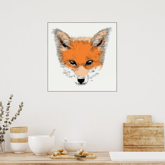 Fox Cartoon Poster afdrukken (Keuken)