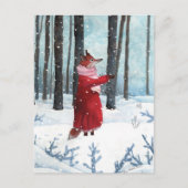 Fox Catching Snowflakes Waterverf Illustratie Briefkaart (Voorkant)