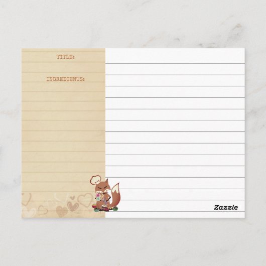 Fox chef-kok snoep confecties kookboek receptenkaa briefkaart (Achterkant)