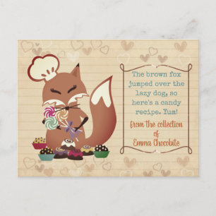 Fox chef snoep-confecties, kookboekreceptkaart briefkaart