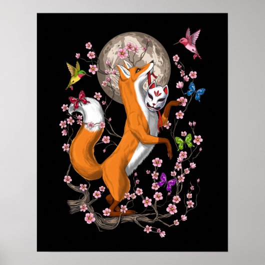 Fox Cherry Blossom Poster (Voorkant)
