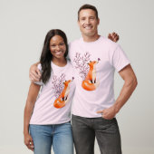Fox Cherry Blossom Schattige Roze Vos kleding T-shirt (Unisex)