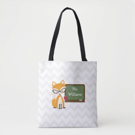 Fox Chevron Teacher Tote Bag (Voorkant)