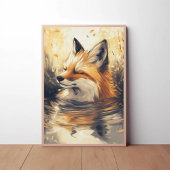Fox Chilling in het schilderen van water Poster