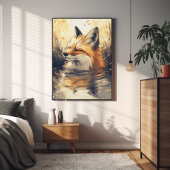Fox Chilling in het schilderen van water Poster