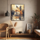Fox Chilling in het schilderen van water Poster