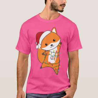 Fox Christmas Animals Fairy Lights Vossen voor Chr T-shirt