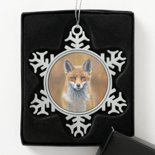 Fox Christmas Decoration Tin Sneeuwvlok Ornament (Kistje)
