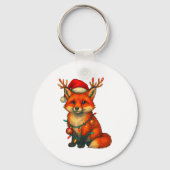 Fox Christmas Lights Xmas  Sleutelhanger (Voorkant)