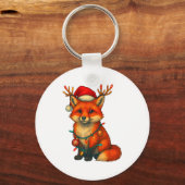 Fox Christmas Lights Xmas  Sleutelhanger (Voorkant)
