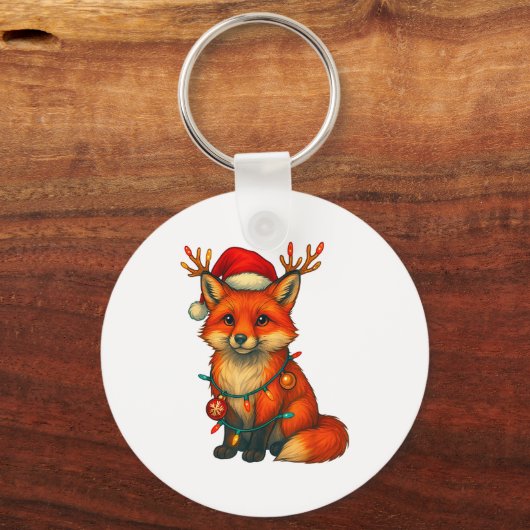 Fox Christmas Lights Xmas  Sleutelhanger (Voorkant)