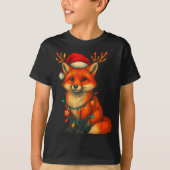 Fox Christmas Lights Xmas  T-shirt (Voorkant)