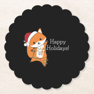 Fox Christmas Snow Winter Animals Kartonnen Onderzetters