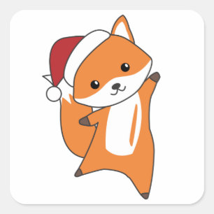 Fox Christmas Snow Winter Animals Vierkante Sticker