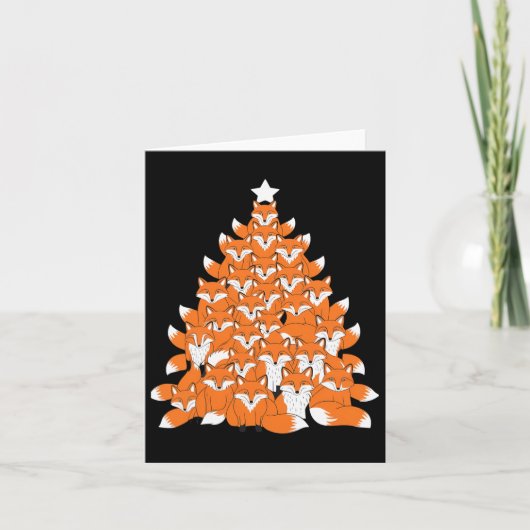 Fox Christmas Tree Fox Kerstboom Grappig Fox Kerst Kaart (Voorkant)