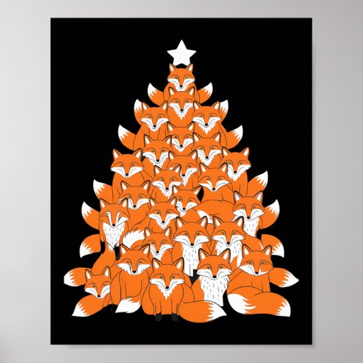 Fox Christmas Tree Fox Kerstboom Grappig Fox Kerst Poster (Voorkant)