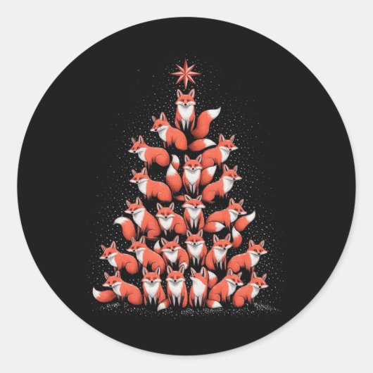 Fox Christmas Tree Fox Xmas Tree Dames & Kamp; Jon Ronde Sticker (Voorkant)