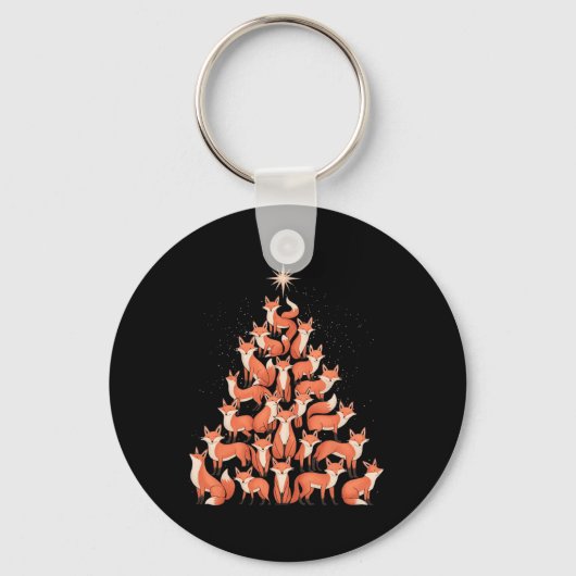 Fox Christmas Tree Fox Xmas Tree Dames & Kamp; Jon Sleutelhanger (Voorkant)