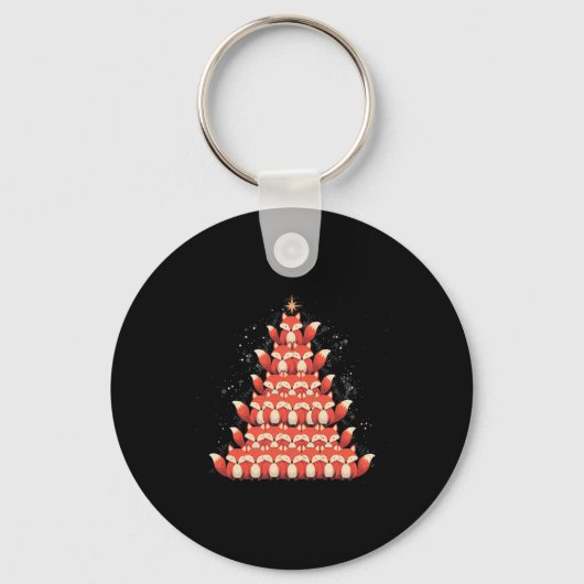 Fox Christmas Tree Fox Xmas Tree Dames & Kamp; Jon Sleutelhanger (Voorkant)