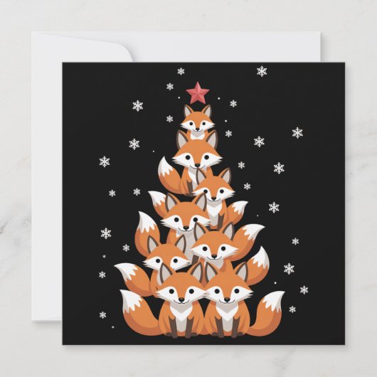 Fox Christmas Tree Fox Xmas Tree Funny Animal Feestdagenkaart (Voorkant)