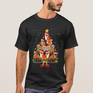 Fox Christmas Tree Foxes Lovers Xmas Holiday Santa T-shirt
