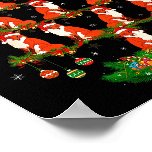 Fox Christmas Tree Funny Xmas Lover  Poster (Hoek)