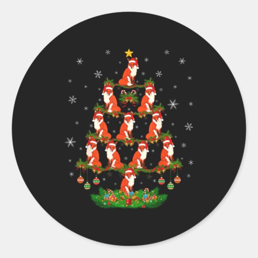 Fox Christmas Tree Funny Xmas Lover  Ronde Sticker (Voorkant)