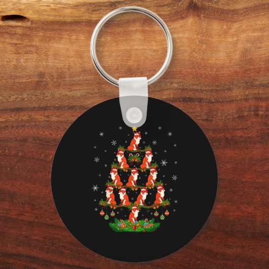 Fox Christmas Tree Funny Xmas Lover Sleutelhanger (Voorkant)