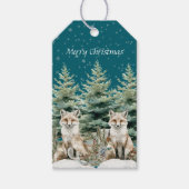 Fox Christmas Tree Sleigh Snowflakes Cadeaulabel (Voorkant)
