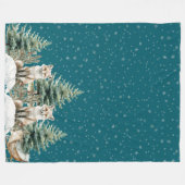 Fox Christmas Tree Sleigh Snowflakes Fleece Deken (Voorkant (Horizontaal))