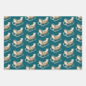 Fox Christmas Tree Sleigh Snowflakes Inpakpapier Vel (Voorkant 3)