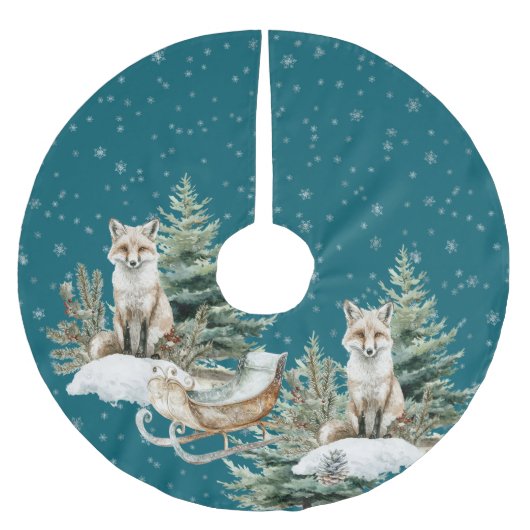 Fox Christmas Tree Sleigh Snowflakes Kerstboom Rok (Voorkant)