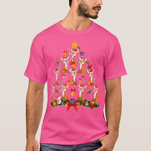 Fox Christmas Tree X-Mas verlicht Santa Elf Fox T-shirt (Voorkant)