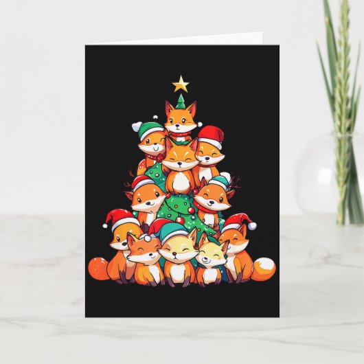 Fox Christmas Tree Xmas Girls Boys Funny Santa  Kaart (Voorkant)