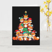 Fox Christmas Tree Xmas Girls Boys Funny Santa  Kaart (Gele Bloem)