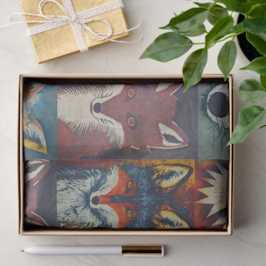 Fox Collage Decoupage Tissue Paper Tissuepapier (Geschenk)