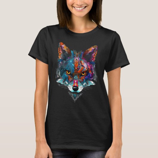 Fox  Colourful Animal Artwork Fox T-shirt (Voorkant)