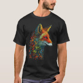 Fox Colourful Flowers  Blue Eyes Animal Fox T-shirt (Voorkant)