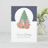 Fox Couple kerstboom Feestdagenkaart (Staand voorkant)